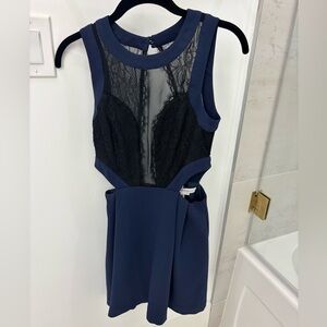 BCBGeneration Navy and Black Backless Dress
